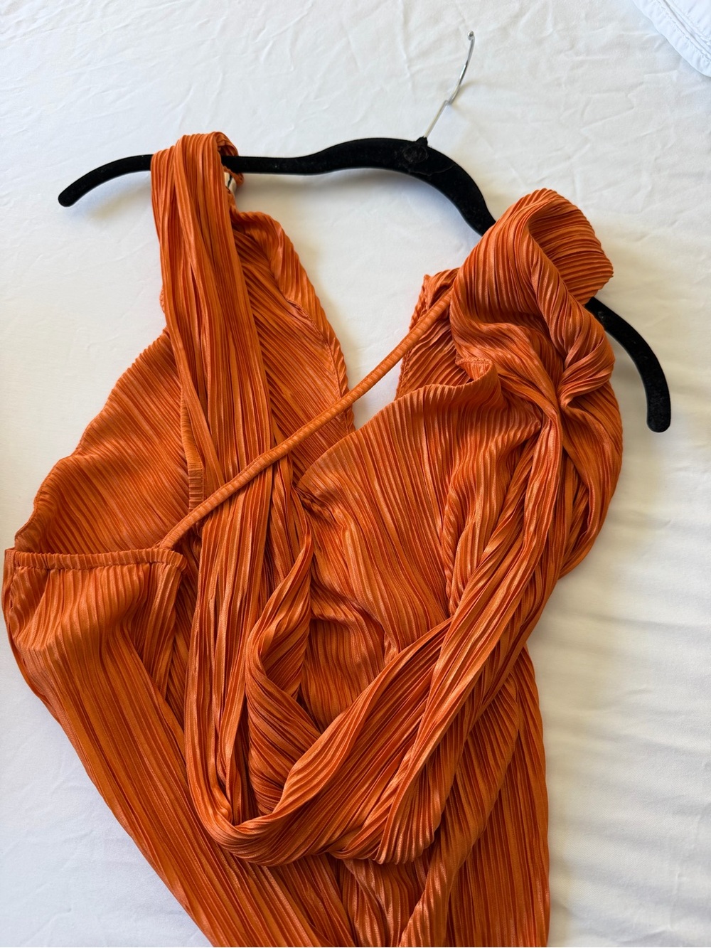NWT ASOS Orange Halter Pleated Maxi Dress - Picture 8 of 11